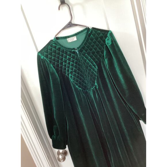 Vintage Amanda Stewart Women's Velour Full Zip Front Long Robe Green Size Medium - Picture 3 of 7
